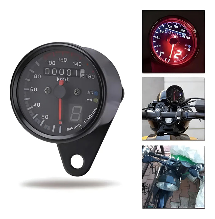 VELOCIMETRO UNIVERSAL PARA MOTOCICLETA CON INDICADORES LED GRADO B