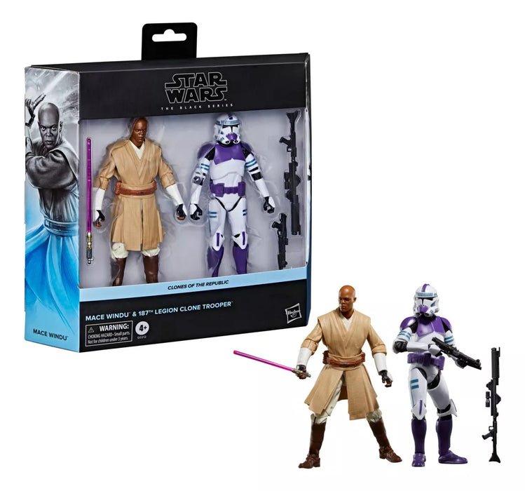 pack de figuras de star wars mace windu & 187th legion clone trooper GRADO B