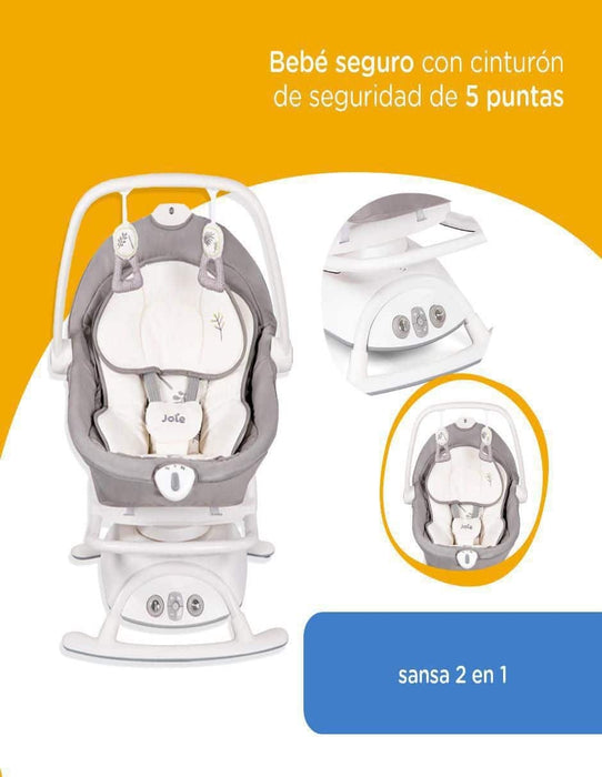 Columpio Mecedora Bebe Joie Sansa Cuna Bouncer Electrico Color Blanco - GRADO B