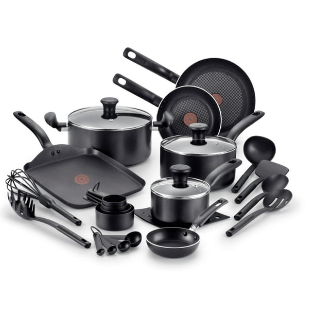 Batería De Cocina Easy Care De 20 Piezas Color Negra Con Antiadherente Titanium, Tecnología Thermo Señal, De Fácil Limpieza Y Base Difusora Para Crear Deliciosas Recetas, T-fal, B466sk84 GRADO B