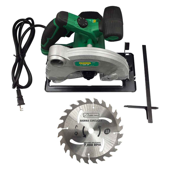 SIERRA CIRCULAR LION TOOLS 1/4 PULGADAS 1500W INCLUYE DISCO CORTE GRADO B