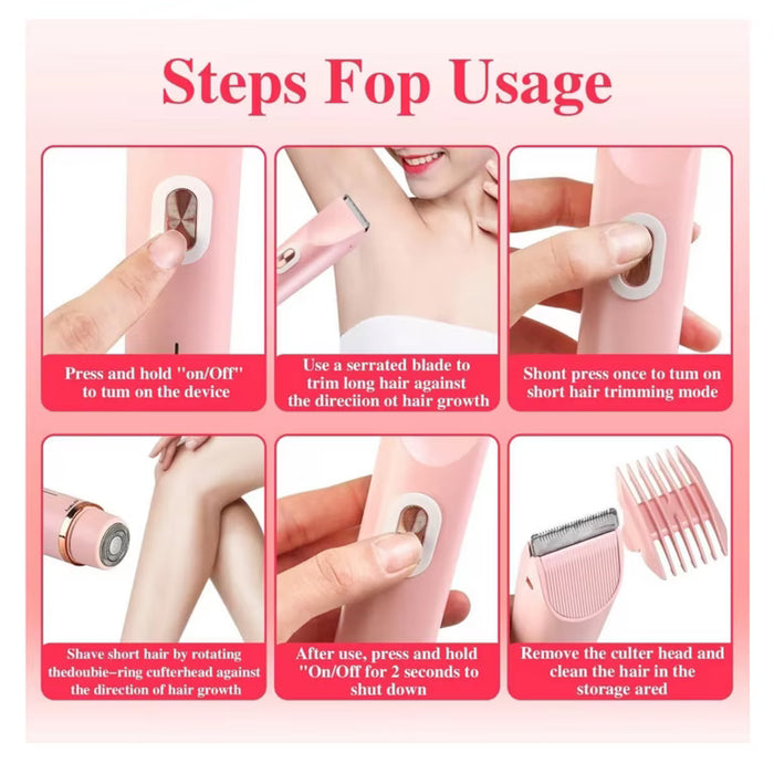DEPILADORA 2 IN 1 ELECTRICAL FOR WOMEN: DOUBLE HEAD FOR BIKINI, HIPOALERGÉNICA AND PAIN, USB RECARGABLE! ROSA GRADO B