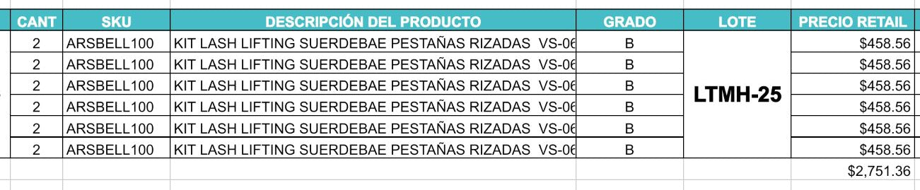 KIT LASH LIFTING SUERDEBAE VS-06MX – PESTAÑAS RIZADAS CON ADHESIVO INCLUIDO LOTE 12 PZAS GRADO B