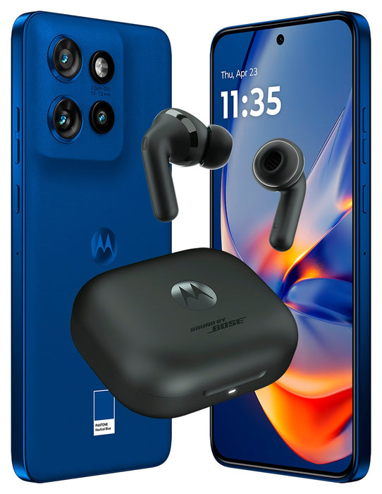 SMARTPHONE MOTOROLA MOTO EDGE 50 NEO 5G 512 GB 12 GB RAM CAMARA 50MP MOTO AI IP68 NFC CUERO VEGANO AZUL CON AUDIFONOS AZUL GRADO A