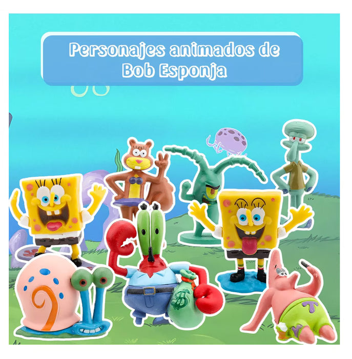 sponge bob figura juguete niños regalo colecciãón 8 piezas GRADO A