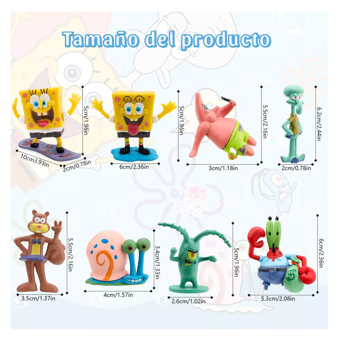 sponge bob figura juguete niños regalo colecciãón 8 piezas GRADO A