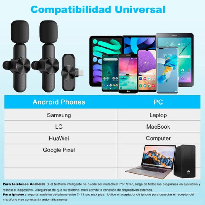 2 Microfonos Lavalier Inalambricos Para iPhone/android/iPad GRADO B