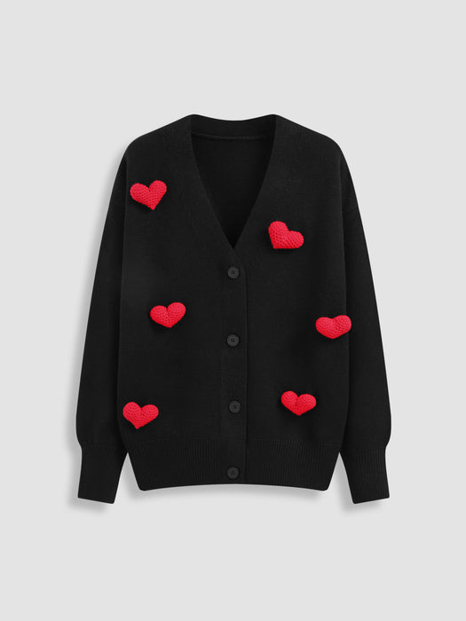 Suéter Negro con Corazones Cider Talla L