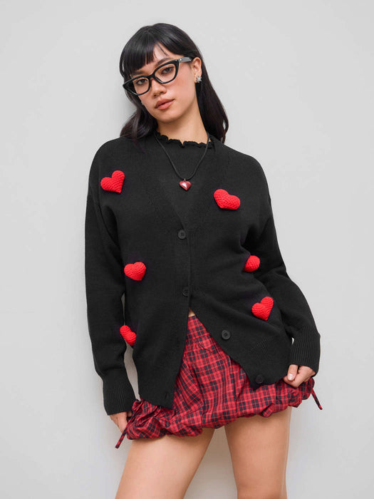 Suéter Negro con Corazones Cider Talla L