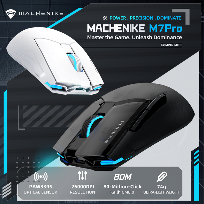 MOUSE INALAMBRICO GAMER MACHENIKE M7PRO PAW3395 DPI26000 GRADO B