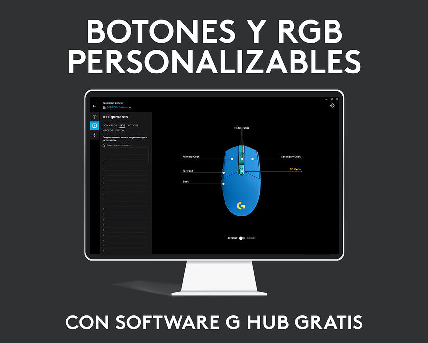 MOUSE GAMER DE JUEGO ALAMBRICO LOGITECH G SERIES LIGHTSYNC G203 AZUL GRADO  B