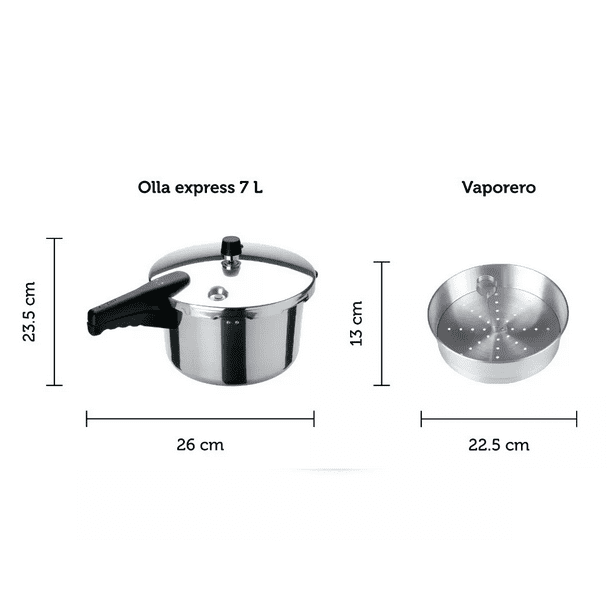Olla De Presion Presto Con Vaporera  7 Litros  Aluminio Color Plateado