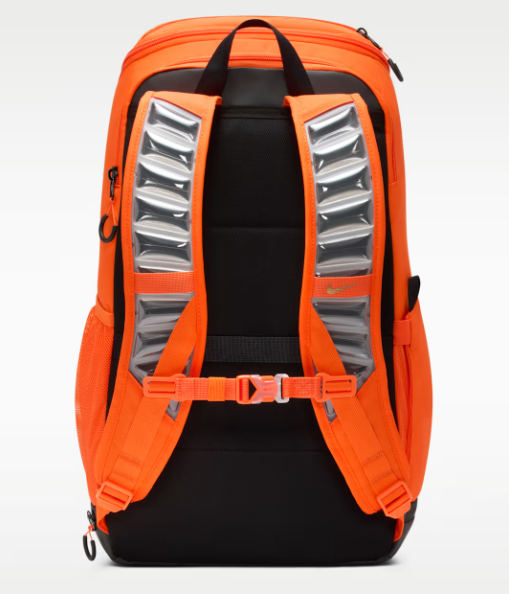 NIKE VARSITY ELITE MOCHILA NARANJA COLOR NARANJA SEGURIDAD/NEGRO/GRIS LOBO LISO  |  GRADO A