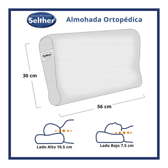 ALMOHADA SELTHER ORTOPÉDICA MEMORYFOAM IND DESCANSO SUPERIOR BLANCO - GRADO B