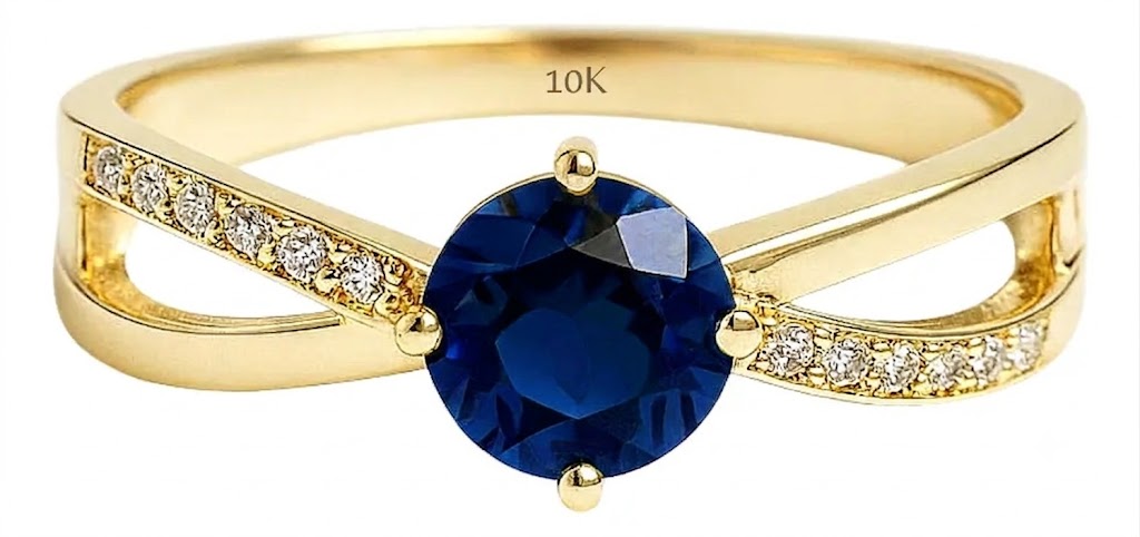ANILLO DE COMPROMISO ORO 10K MODELO MILÁN CON ZIRCONIA AZUL GRADO B