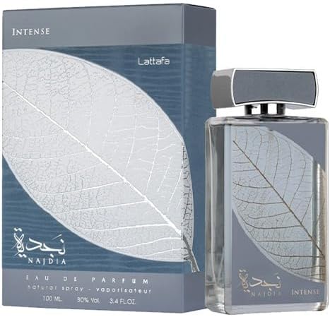 LATTAFA NAJDIA INTENSE – FRESH, MARINE, WOODY – EAU DE PARFUM SPRAY LONG-LASTING FRAGRANCE FOR MEN, 3.4 OUNCE / 100 ML GRADO B