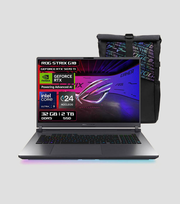 LAPTOP GAMING ROG STRIX 18 CU9 2 HX GRIS 32GB RAM 1TB SSD RTX5070TI GRADO A