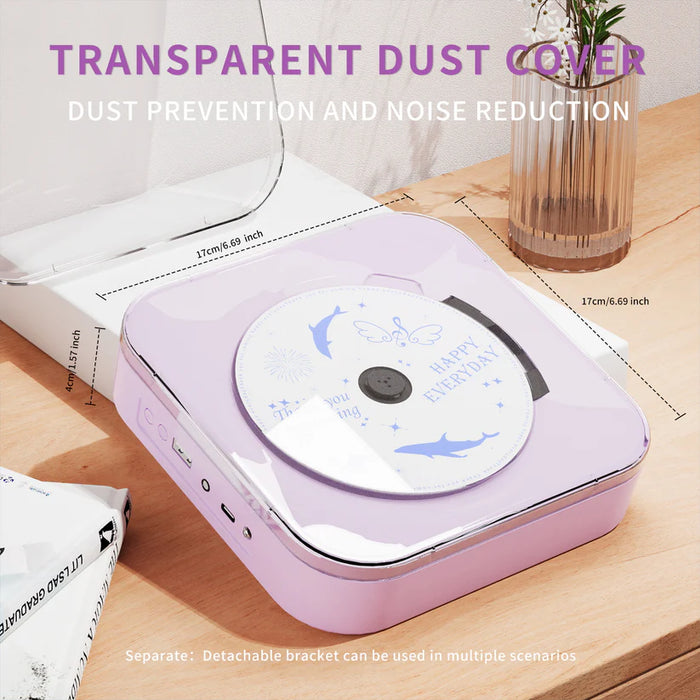REPRODUCTOR DE CD DE CUERO RECARGABLE CON ALTAVOCE COLOR PURPLE GRADO A