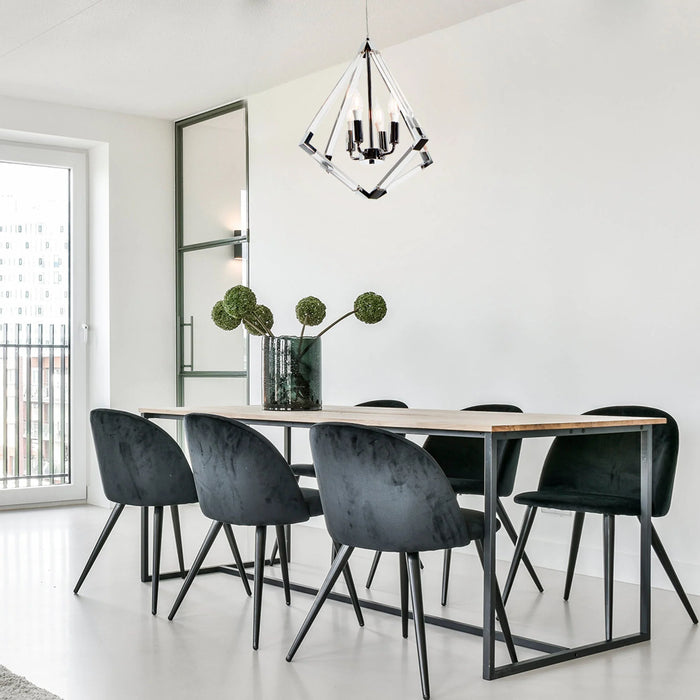 Lámpara Colgante Rústica Moderna de Plata Cromo (4 Luces E12) GRADO B