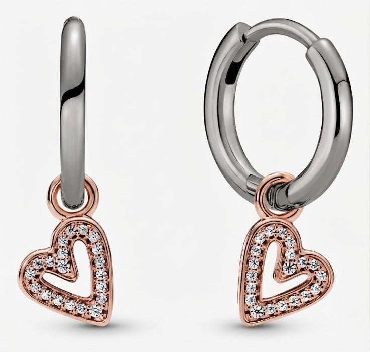 ARETES DE PLATA 925 CON CORAZÓN MUJER ELEGANCIA PLATEADO GRADO B