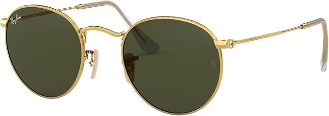 ARM. SOLAR RAY-BAN ROUND METAL 0RB3447 HOMBRE PROT UV 3 COLOR 919631 LENTE VERDE VARILLA ORO ARMAZÃ³N ORO DISEÃ±O PROTECCIÃ³N UV GREEN POLISHED GOLD GRADO A