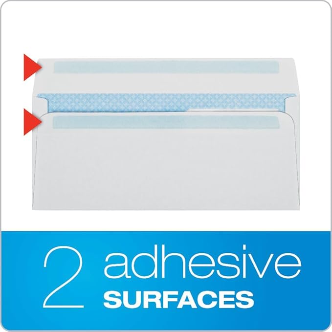 Quality Park #10 Double-Window Self-Seal Security Envelopes, For Business Statements, Invoices, 4-1/8" x 9-1/2", White, 24-lb, 500 Per Box (QUA24559) GRADO B