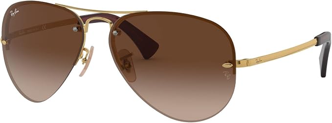 ANTEOJOS DE SOL POLARIZADOS RAY-BAN AVIATOR CLASSIC TALLE LARGE ARMAZÓN POLISHED BLACK Y LENTE GREEN GRADO A