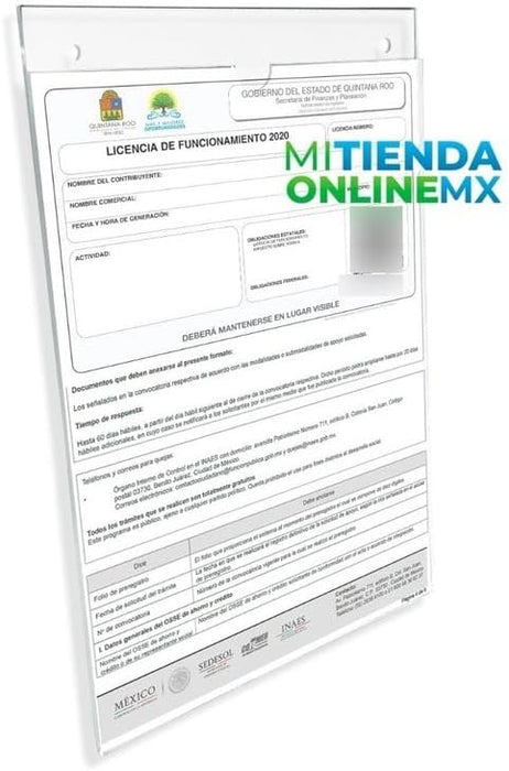 porta hojas carta vertical, acrã­lico de 3mm GRADO B
