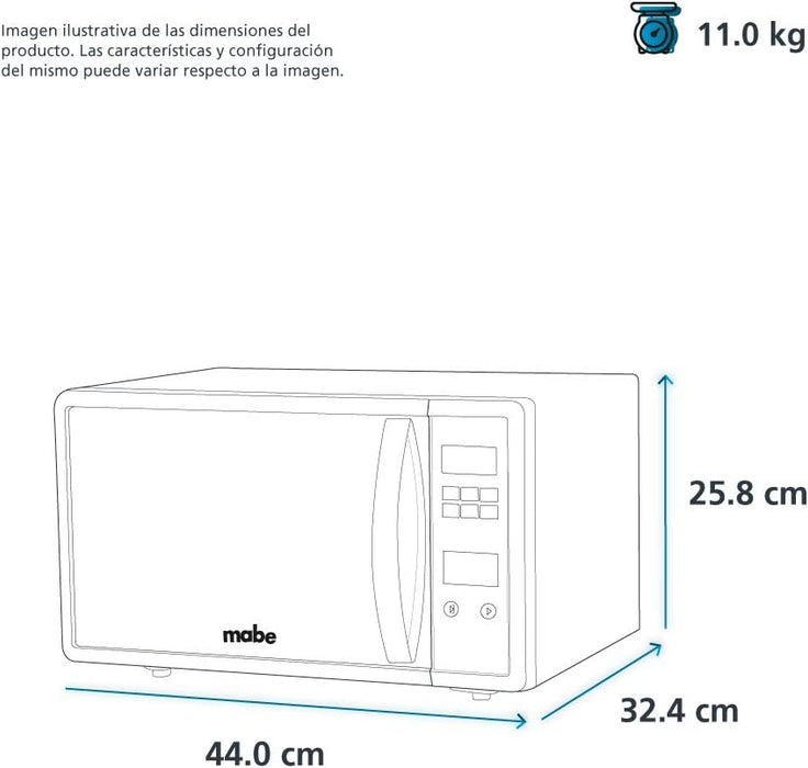 Microondas Mabe | 0.7 Pies (20L) | Acabado Gris | Funciones Express Cook | Display LED | Grado A ✨