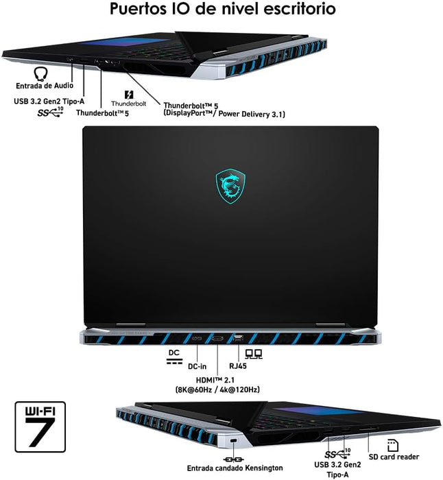 LAPTOP MSI TITAN 18 HX AI A2XWJG ULTRA 9 64GB 4TB RTX5090 NEGRO GRADO A