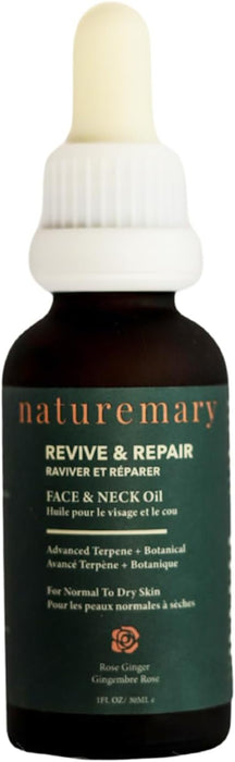 Naturemary Revive and Repair Face and Neck Oil - Hydrating Face Serum - Brightens, Smoothens, and Evens Complexion - Boosts Collagen - 30 ml GRADO B