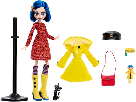 MONSTER HIGH SKULLECTOR MUÑECA CORALINE, EDICIÓN DE COLECCIÓN ARTICULADA CON ATUENDO INSPIRADO EN MODA OSCURA, MATTEL COLLECTOR, PARA FANS DE 6 AÑOS EN ADELANTE GRADO B