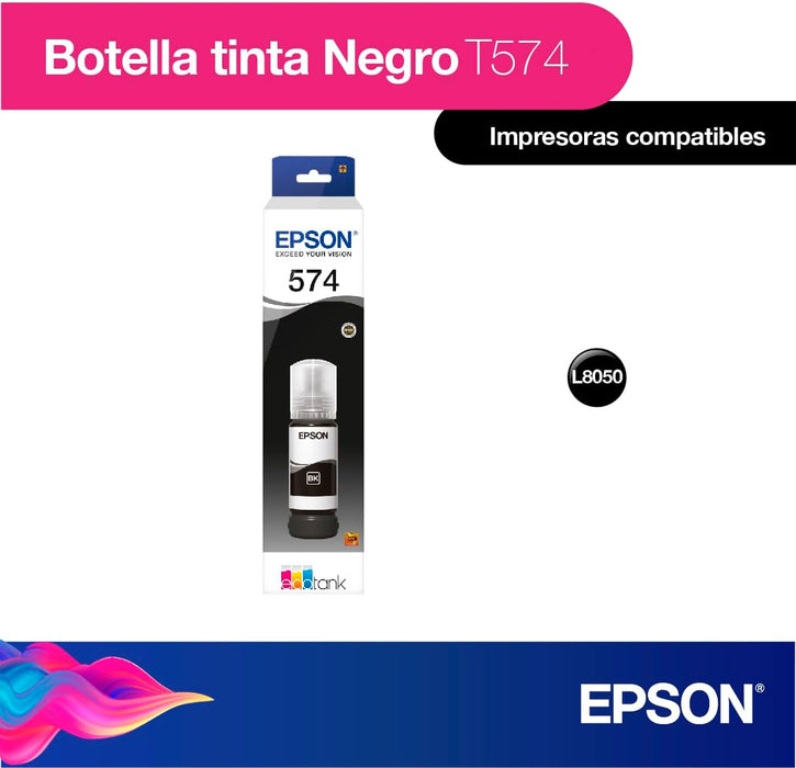 BOTELLA TINTA EPSON L8050 L18050 70ML NEGRO T574120-AL GRADO A - TiendaKomet México