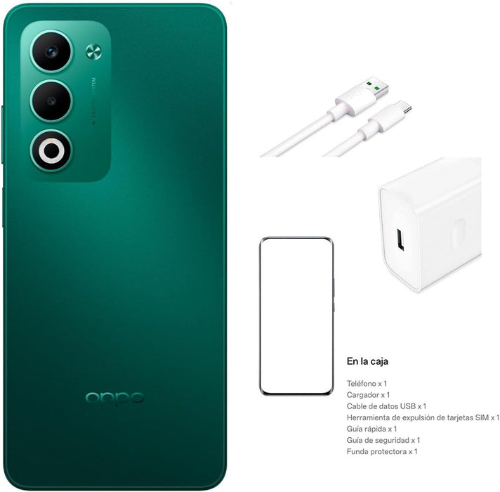 OPPO A5 VERDE AURORA 256 GB + 4GB, CAMARA 50MP + 5MP, BATERI­A DE 5 AÑOS + CARGA RÃ¡PIDA 45W, RESISTENCIA GRADO MILITAR, PANTALLA ULTRABRILLANTE 1000 NITS, AI GRADO A