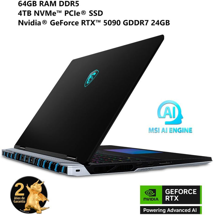 LAPTOP MSI TITAN 18 HX AI A2XWJG ULTRA 9 64GB 4TB RTX5090 NEGRO GRADO A