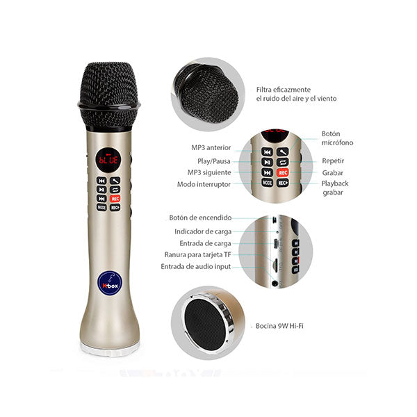 MICROFONO KARAOKE  GRABADORA BOCINA BLUETOOTH PARA REYES GRADO B