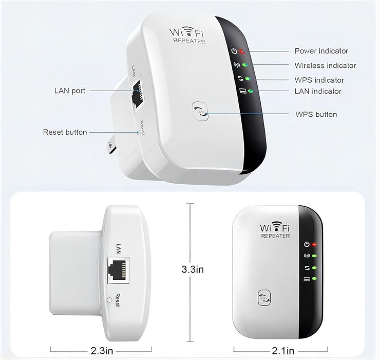 REPETIDOR EXTENSOR DE SEÑAL WIFI DE 300 MBPS COLOR BLANCO GRADO B