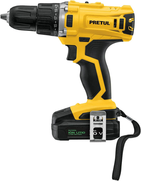 TALADRO/DESTORNILLADOR INALÃ¡MBRICO 1/2  20 V TALI-20P2 PRETUL AMARILLO 60 GRADO A