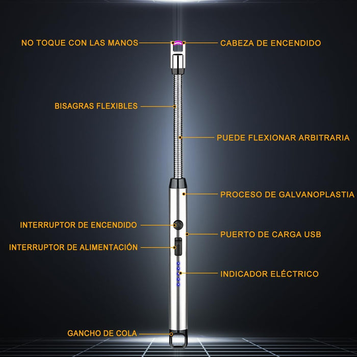 Encendedor Electrico Recargable Seguro Usb Cocina Multiusos