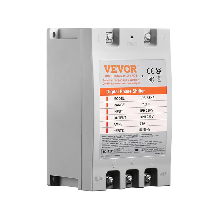 VEVOR CONVERTIDOR DE 3 FASES: 7.5HP 23A 220V CONVERTIDOR MONOFÁSICO A 3 FASES, ENTRADA Y SALIDA DE 220V-240V, CAMBIO DE FASE DIGITAL PARA USO RESIDENCIAL Y COMERCIAL LIGERO
