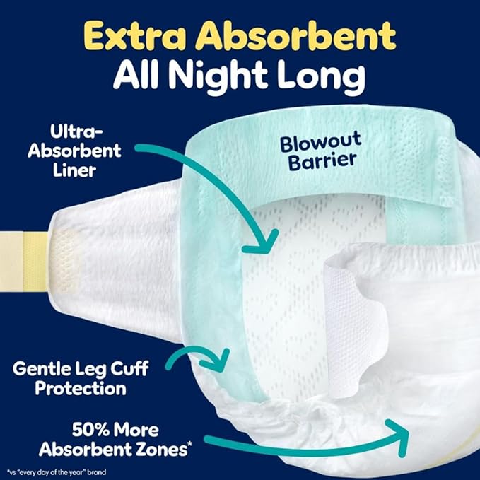 Pampers Swaddlers Overnights Pañales tamaño 7, 36 unidades, pañales desechables GRADO B