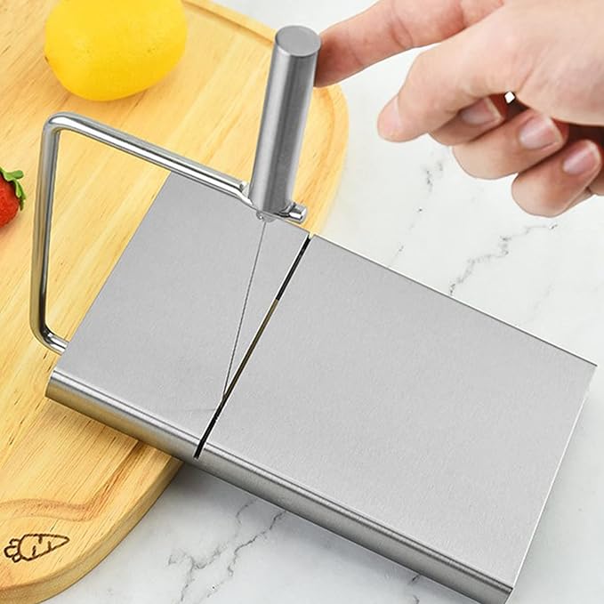Cortadora de Queso de Acero Inoxidable – Incluye 6 Alambres de Corte de Repuesto