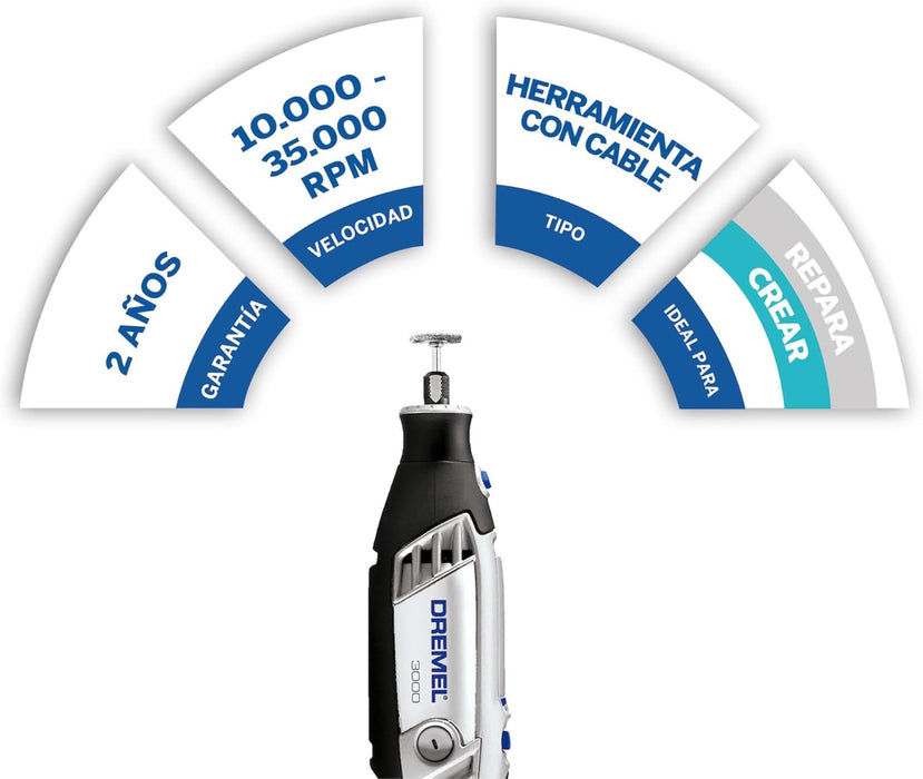 Mototool Dremel 3000 con 1 Aditamento, 26 Accesorios y Maletín | Grado B