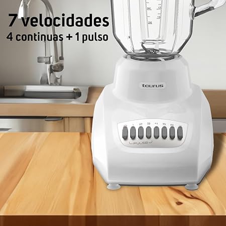 Licuadora Taurus Gauda Blanca 7 Vel. Vaso Vidrio 1.5l GRADO A