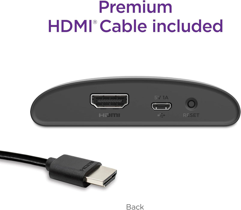 ROKU - Dispositivo de transmisión HD Express con Cable HDMI de Alta Velocidad y Control Remoto Simple, configuración guiada y Wi-Fi rápido Grado A