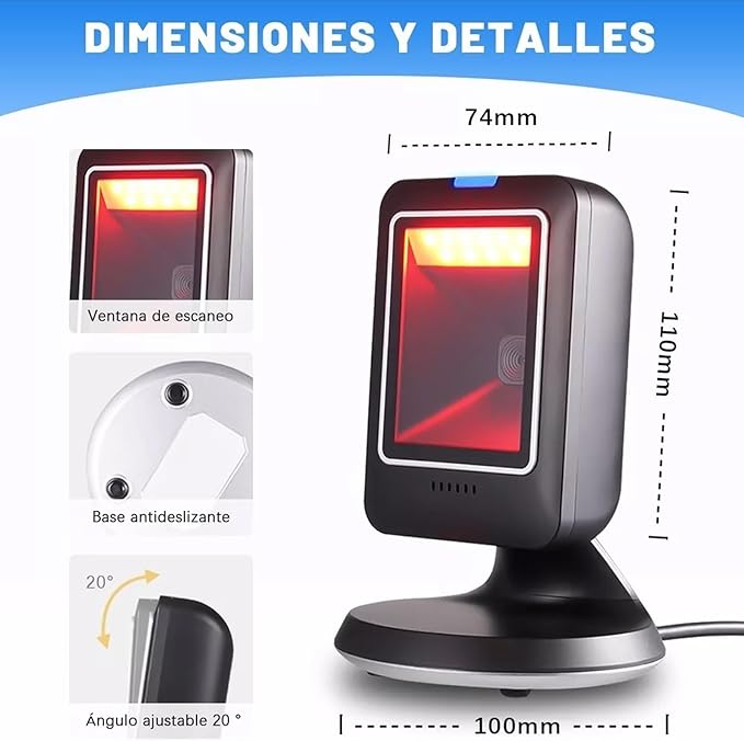 LECTOR CÓDIGO BARRAS OMNIDIRECCIONAL 1D/2D/QR USB GRADO B