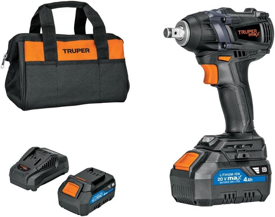 LLAVE DE IMPACTO 1/2'', , 1 BATERÍA 2AH, TRUPER MAX-20L GRADO A