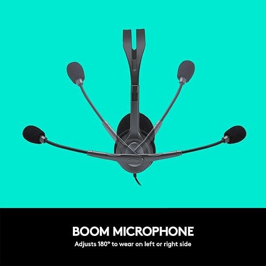 Logitech H111 Diadema con Cable, Sonido Estéreo con Micrófono Giratorio, Jack 3,5mm, PC/Mac/Portátil/Smartphone/Tablet - Negro GRADO B
