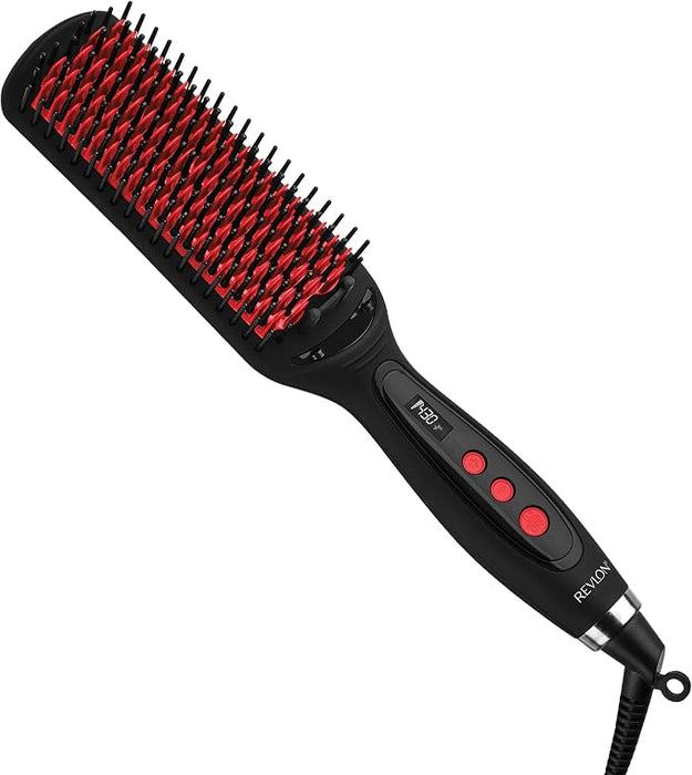 REVLON SMOOTHSTAY XL STRAIGHTENING BRUSH - HAIR STRAIGHTENER HEATED HAIR BRUSH FOR SLEEK, LONG-LASTING STRAIGHT HAIRSTYLES, ENHANCED SHINE AND MOISTURE GRADO A