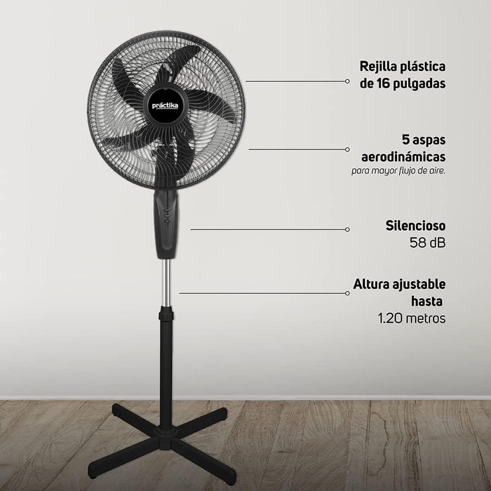PRACTIKA VENTILADOR DE PEDESTAL 16 PULGADAS  2 VELOCIDADES 2 GRADO B
